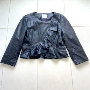 Rinascimento made in Italy Vegan Leather Peplum Cropped Blazer Jacket - Sz XL